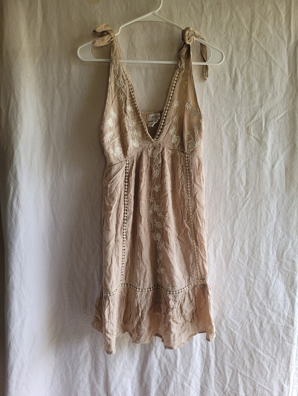 Jessica Simpson Sundress Sz Small Boho Hippie Beach Festival Embroidered Floral